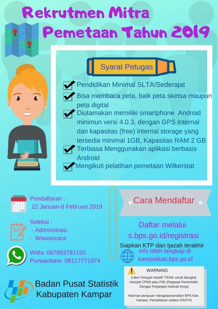 Rekrutmen Mitra Pemetaan BPS Kampar Tahun 2019